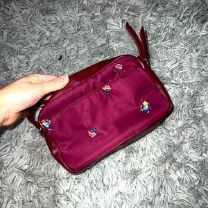 Small maroon rose detail purse